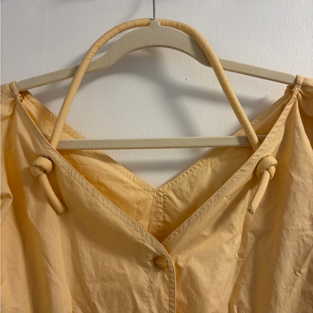 Nanushka Butter Yellow Button-Down Puff Sleeve Mini Dress - size xs - Picture 2 of 4